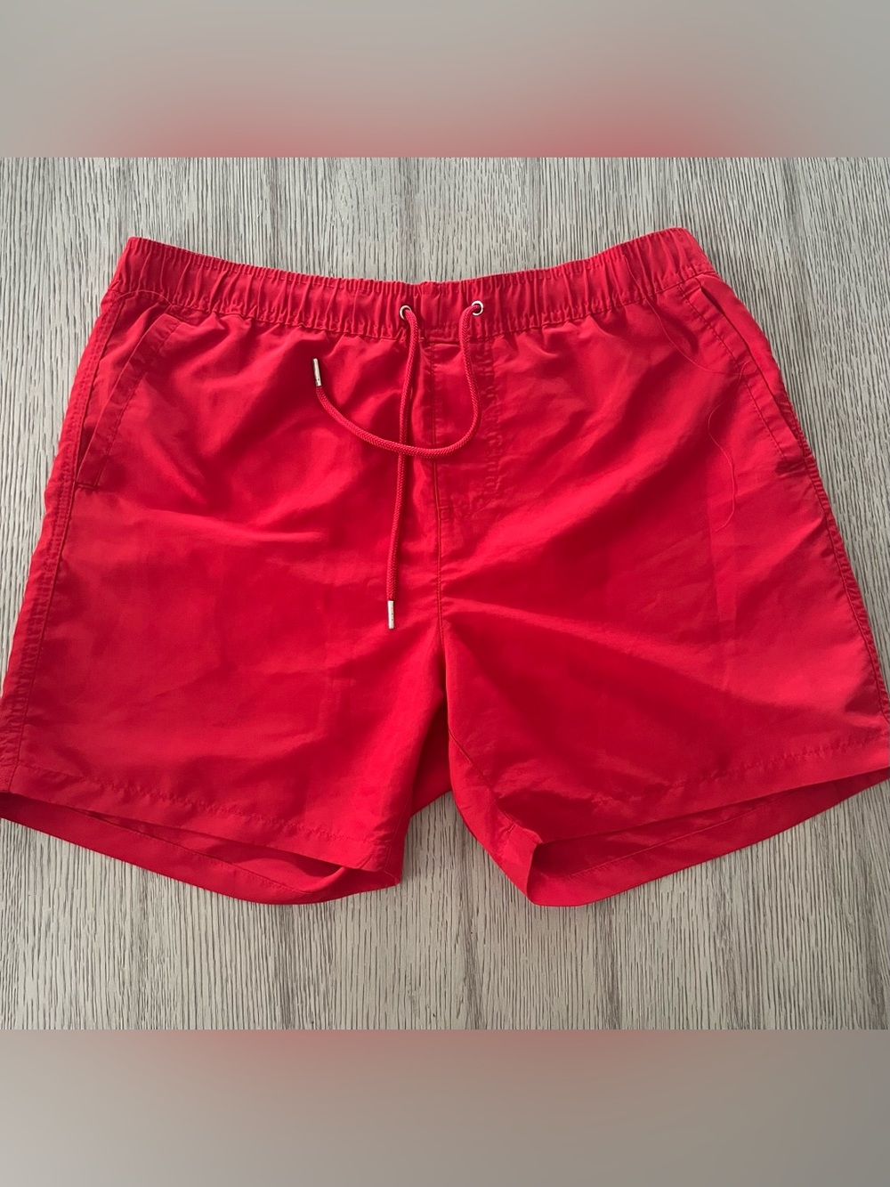Forever 21 Men's Red Swim Trunks - Classic Drawstring Swim Shorts